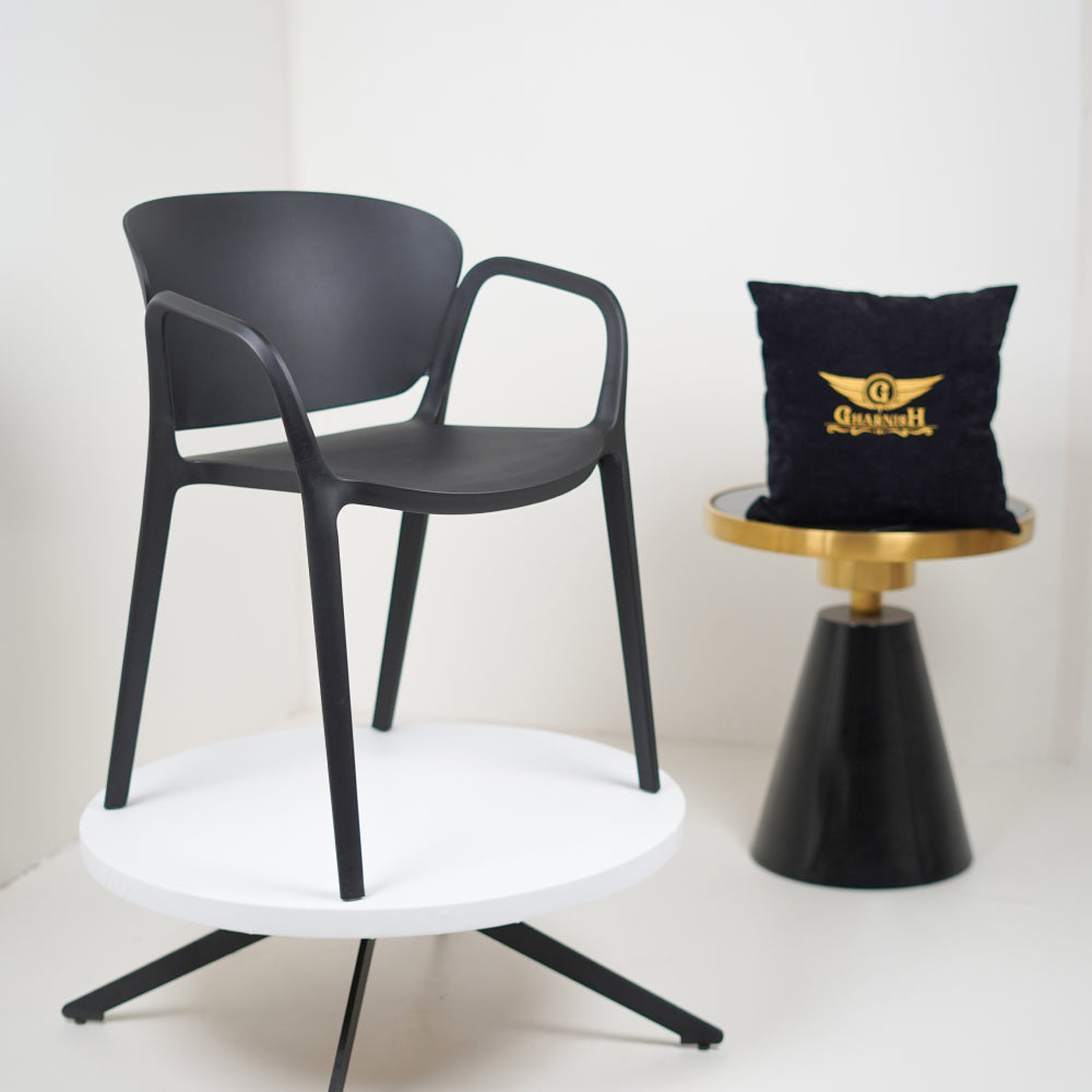 Hangy PVC Cafe Chairs With Arm Rest Black Color