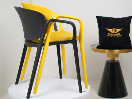 Hangy PVC Cafe Chairs With Arm Rest Black Color