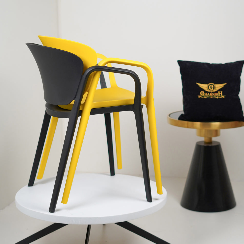 Hangy PVC Cafe Chairs With Arm Rest Black Color