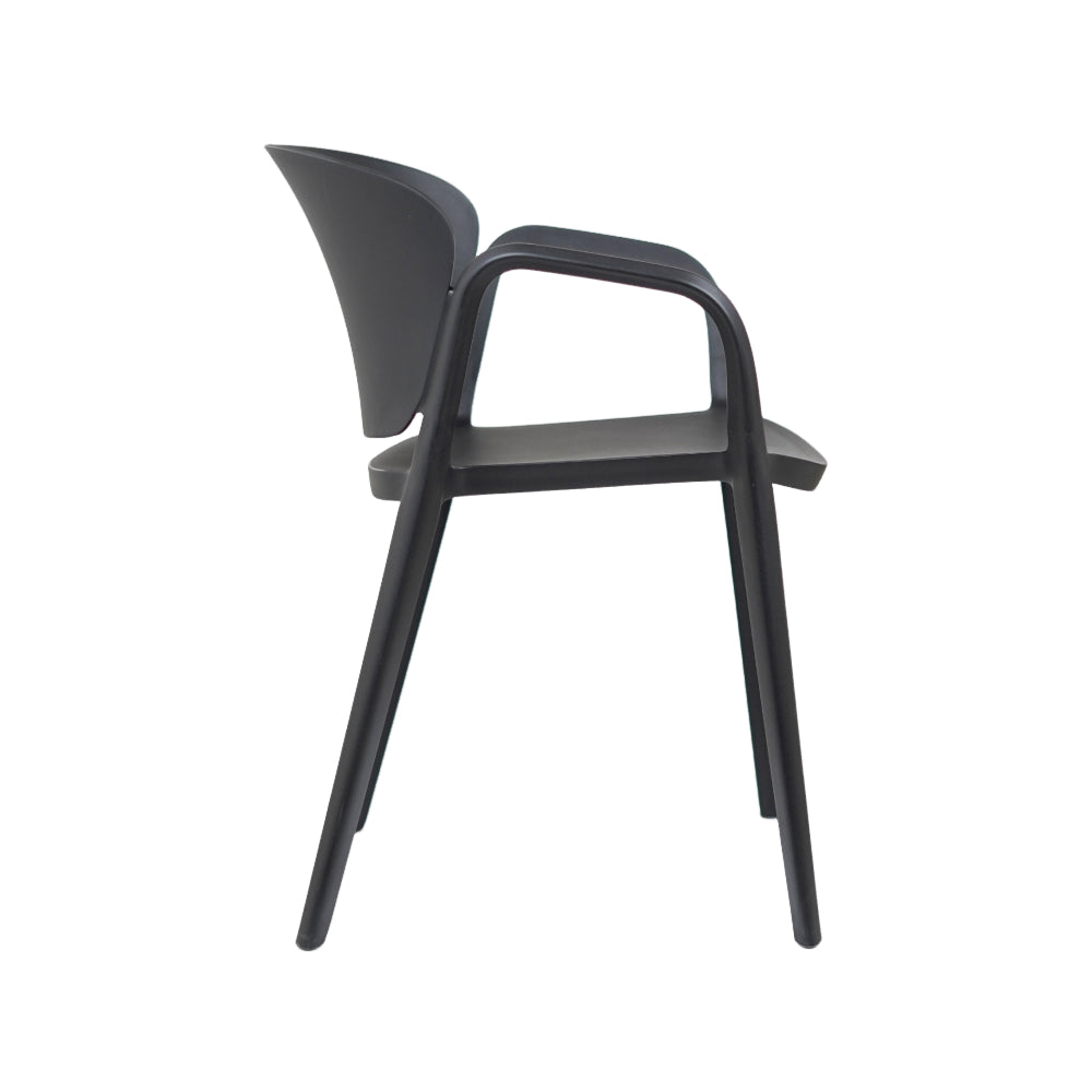 Hangy PVC Cafe Chairs With Arm Rest Black Color