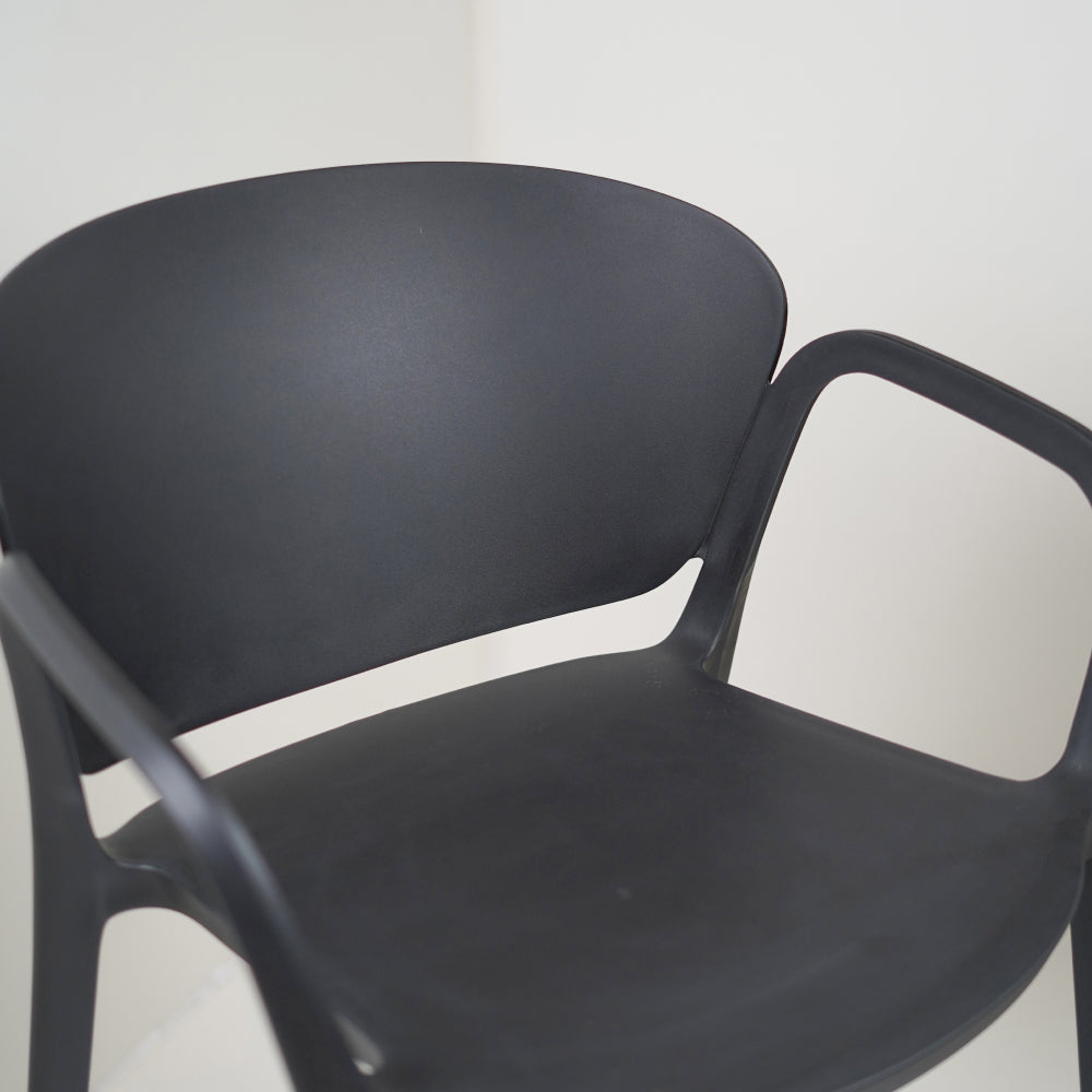 Hangy PVC Cafe Chairs With Arm Rest Black Color