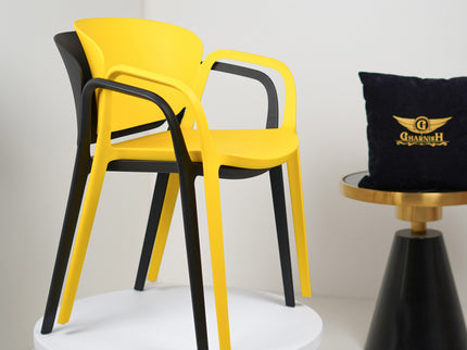 Hangy PVC Cafe Chairs With Arm Rest Black Color