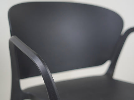 Hangy PVC Cafe Chairs With Arm Rest Black Color