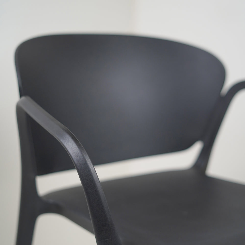 Hangy PVC Cafe Chairs With Arm Rest Black Color