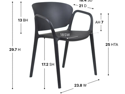 Hangy PVC Cafe Chairs With Arm Rest Black Color