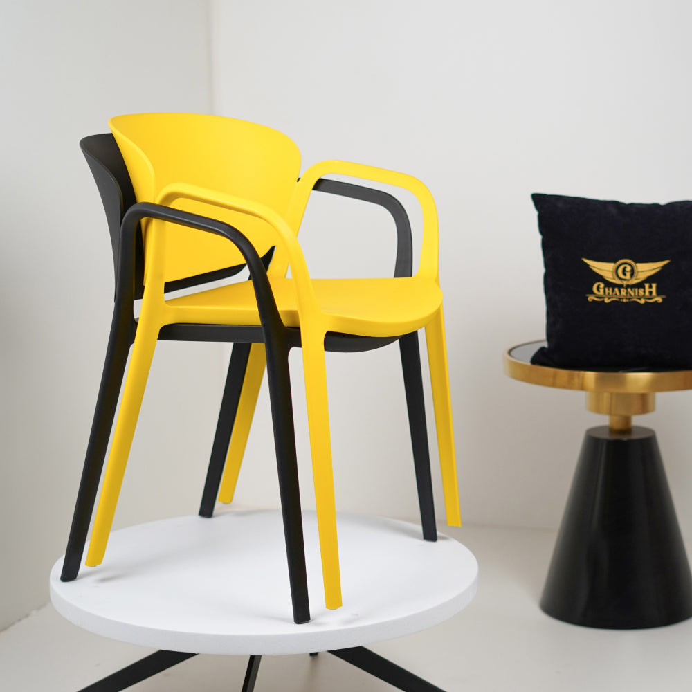 Hangy PVC Cafe Chairs With Arm Rest Yellow