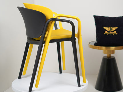 Hangy PVC Cafe Chairs With Arm Rest Yellow