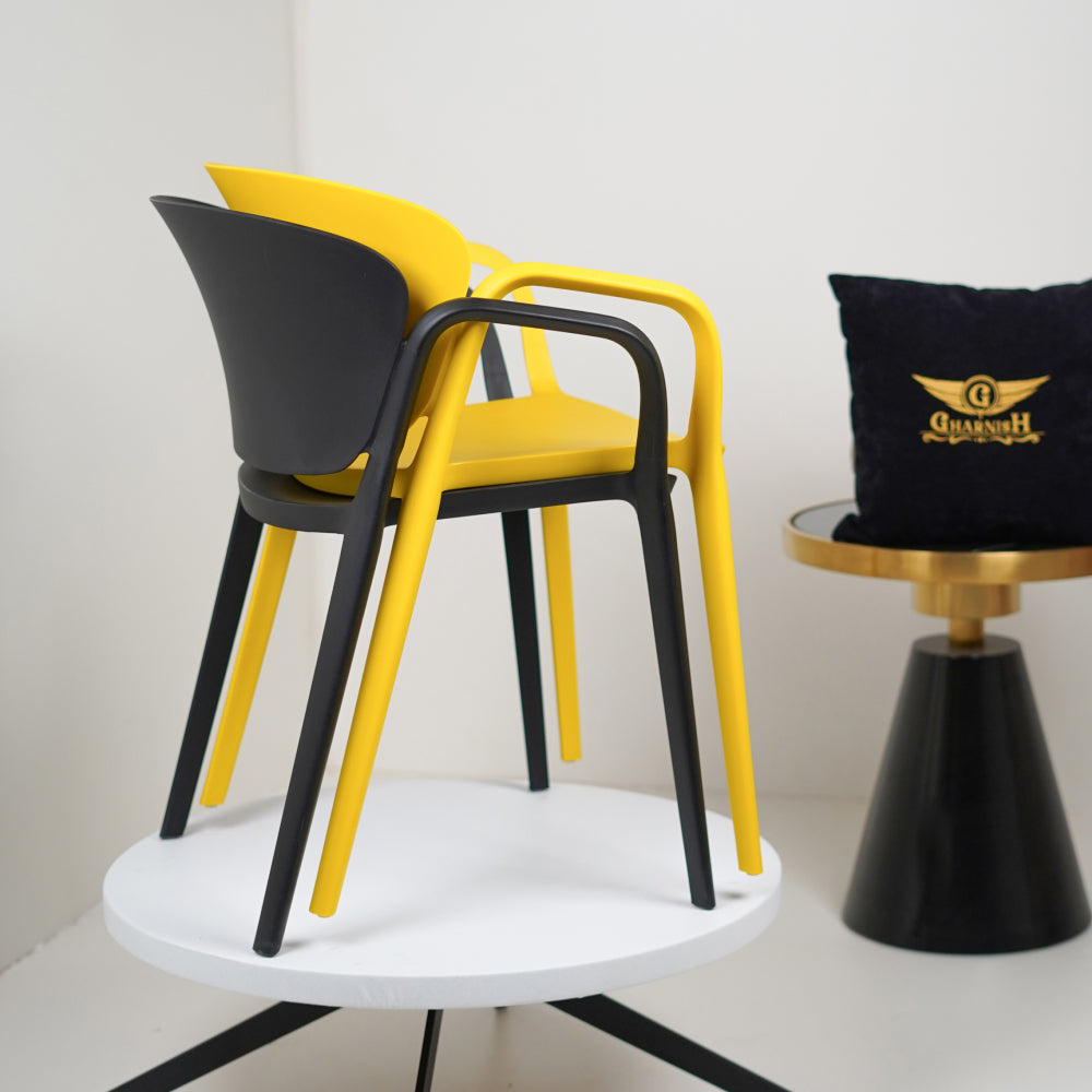 Hangy PVC Cafe Chairs With Arm Rest Yellow