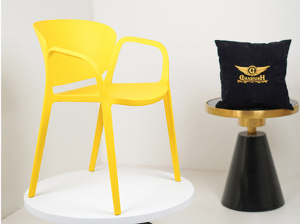 Hangy PVC Cafe Chairs With Arm Rest Yellow