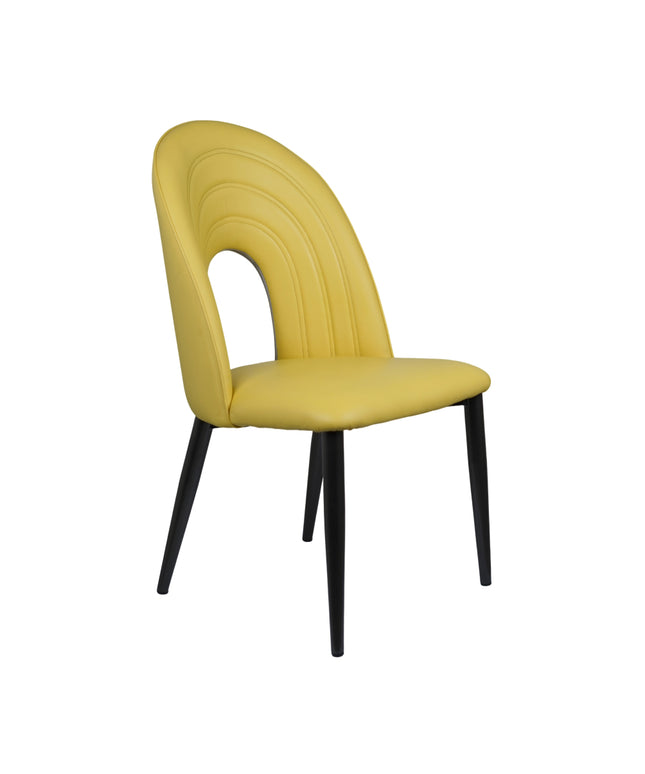 IG Yellow Color Leather Dining Chair