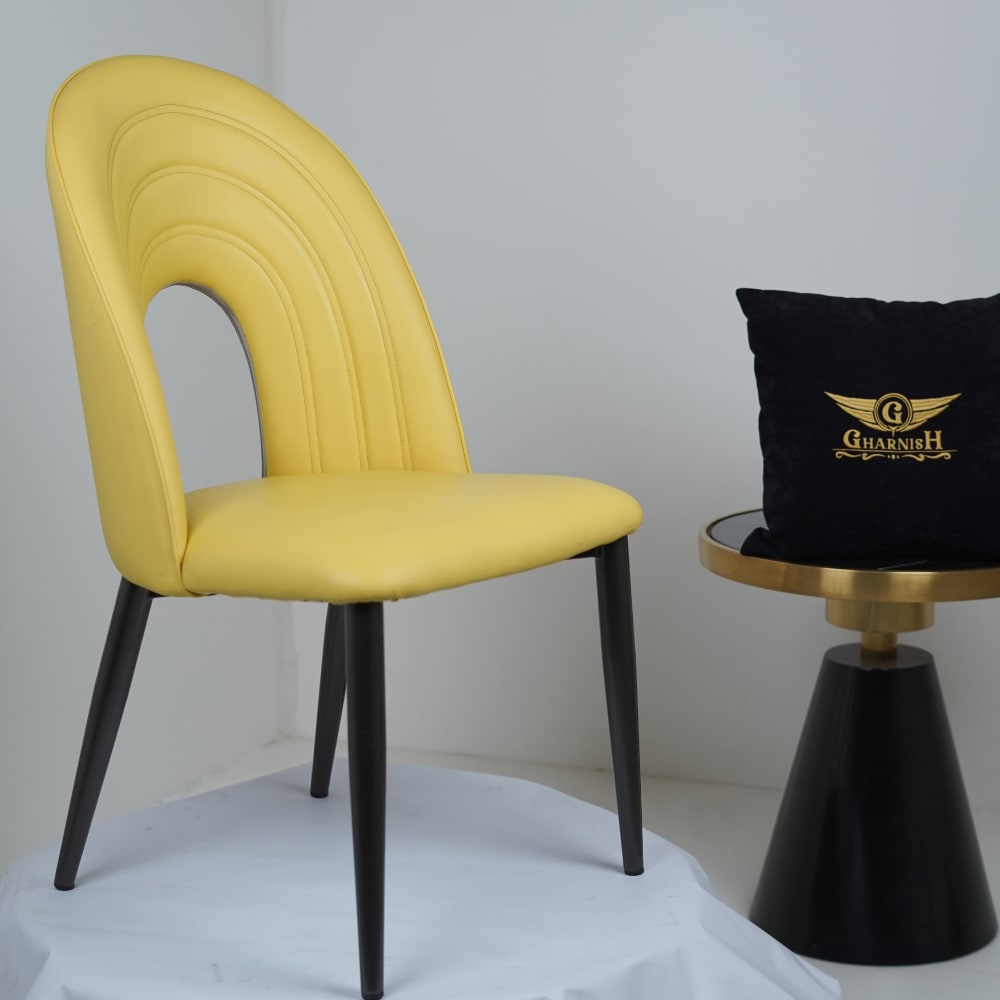 IG Yellow Color Leather Dining Chair