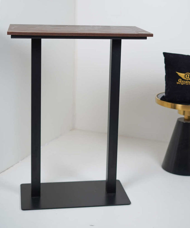 Icon MS Bar Height Double Pillar Table Base Walnut Top 4 Seater