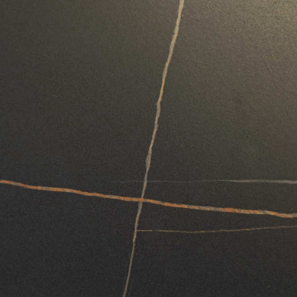 Icon MS Double Pillar Table Base Tile Top With Gold Metal Banding