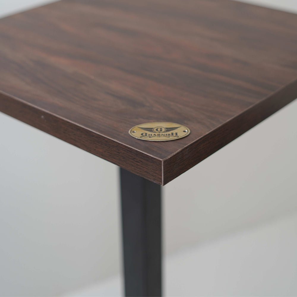 Icon MS Single Pillar Bar Table Base Walnut Top