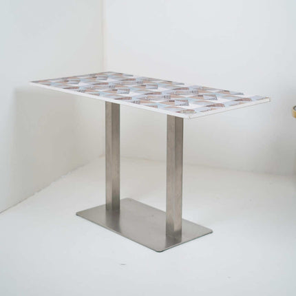 Icon SS Square 4 Seater Table With Designer Top