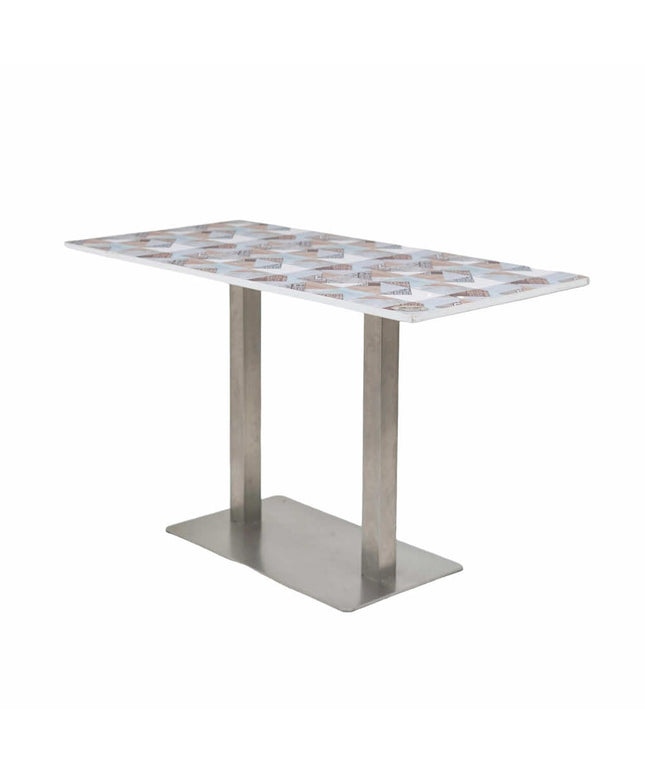 Icon SS Square 4 Seater Table With Designer Top