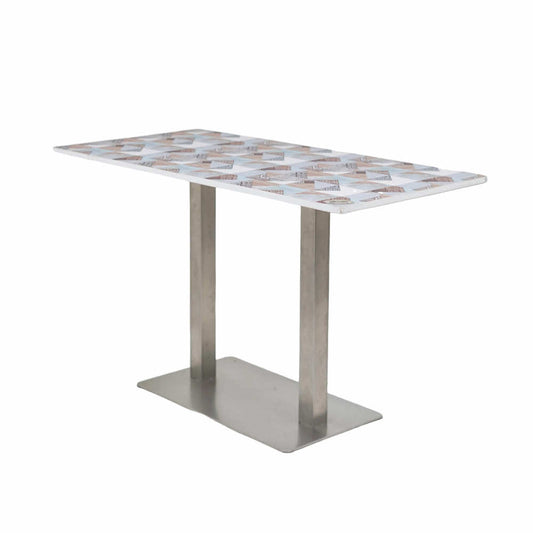 Icon SS Square 4 Seater Table With Designer Top