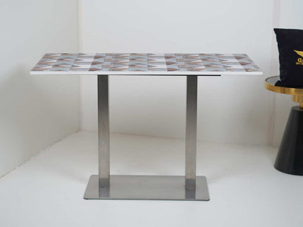 Icon SS Square 4 Seater Table With Designer Top