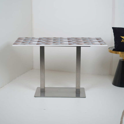 Icon SS Square 4 Seater Table With Designer Top