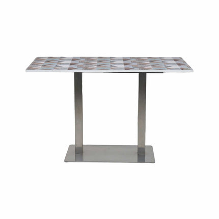 Icon SS Square 4 Seater Table With Designer Top