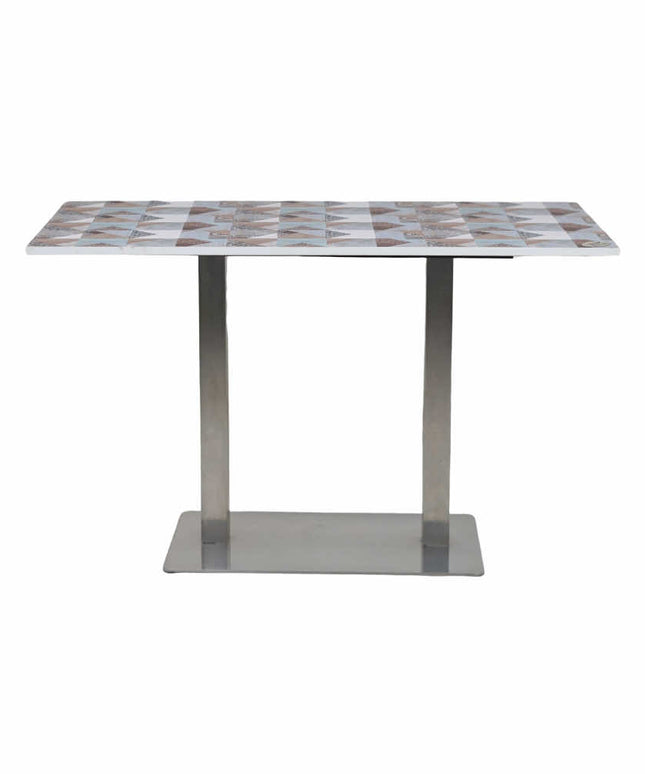 Icon SS Square 4 Seater Table With Designer Top