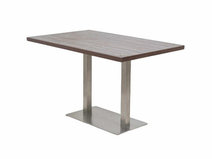 Icon SS Square 4 Seater Table With Walnut Top