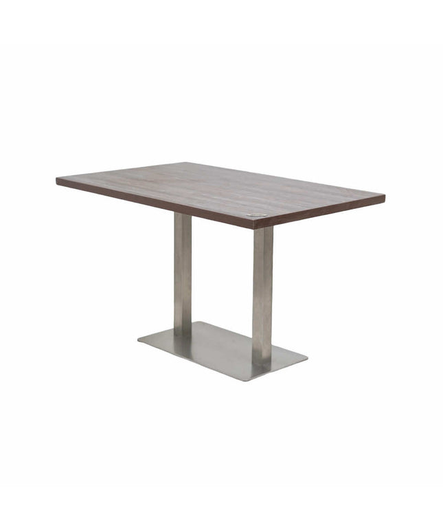Icon SS Square 4 Seater Table With Walnut Top
