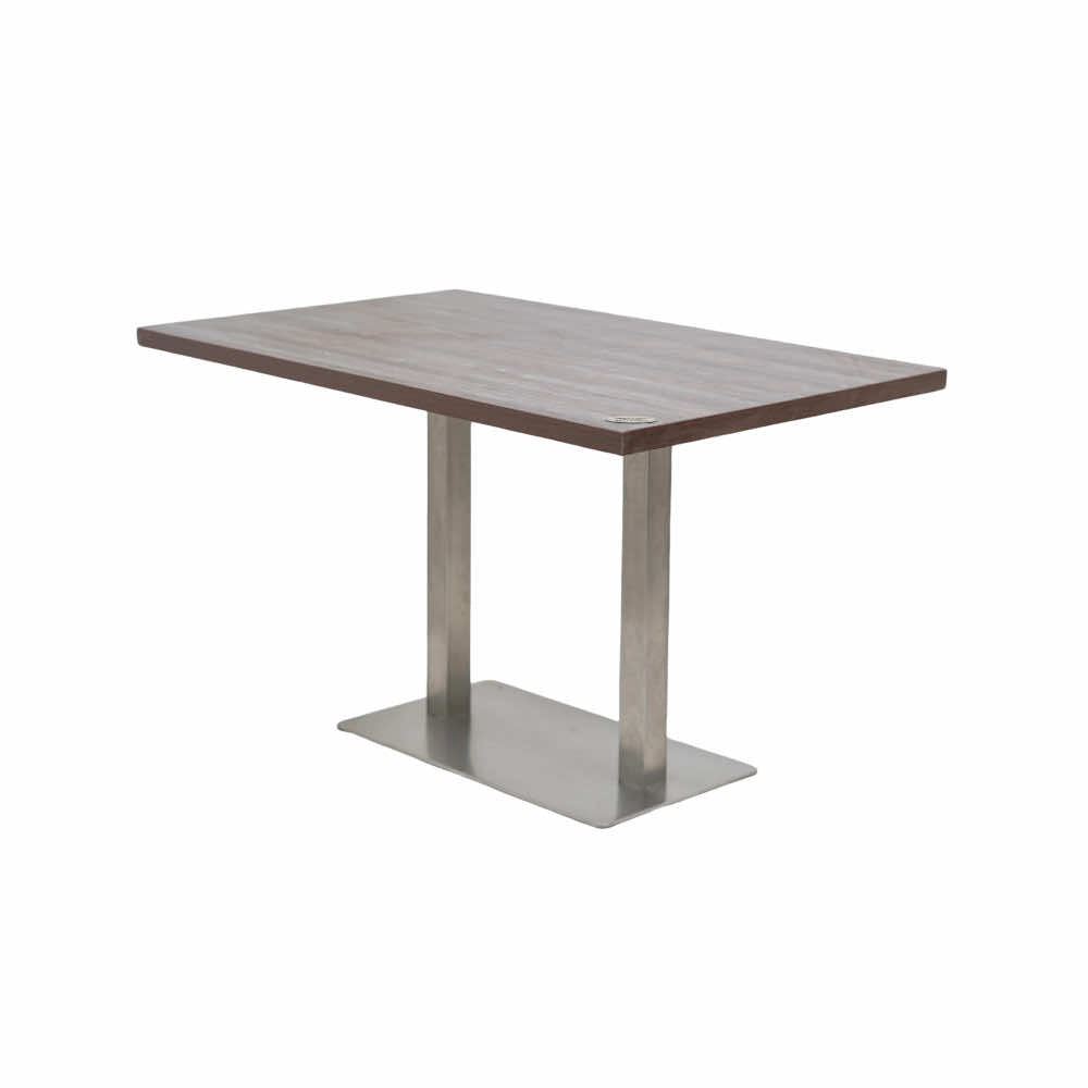 Icon SS Square 4 Seater Table With Walnut Top