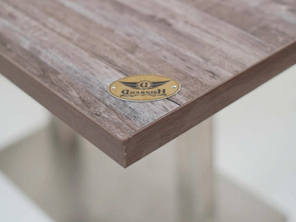 Icon SS Square 4 Seater Table With Walnut Top