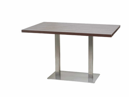 Icon SS Square 4 Seater Table With Walnut Top