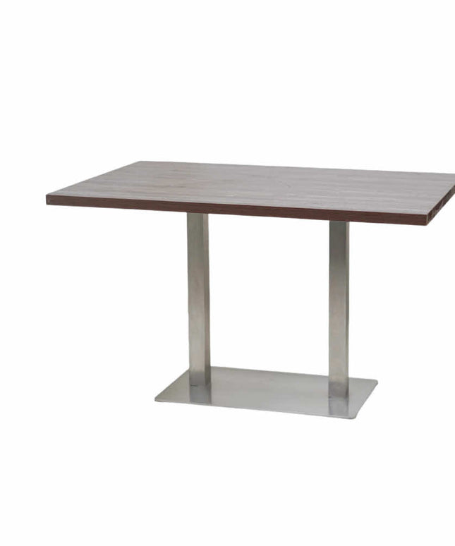 Icon SS Square 4 Seater Table With Walnut Top