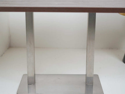 Icon SS Square 4 Seater Table With Walnut Top