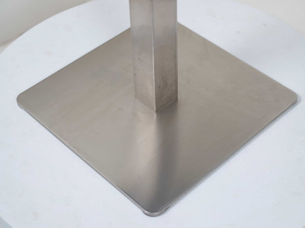 Icon SS Single Pillar Table Base Tile Top With Gold Metal Edge Banding