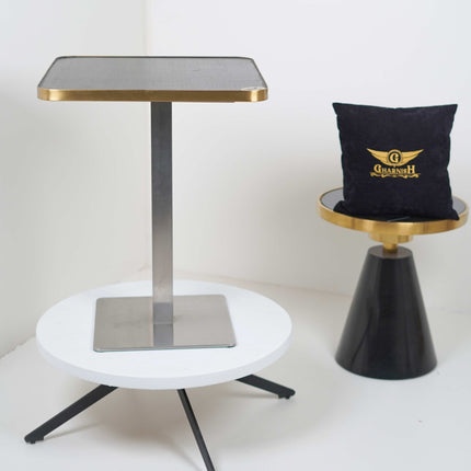 Icon SS 2 Seater Table With Grey Metal Edge Banding Top