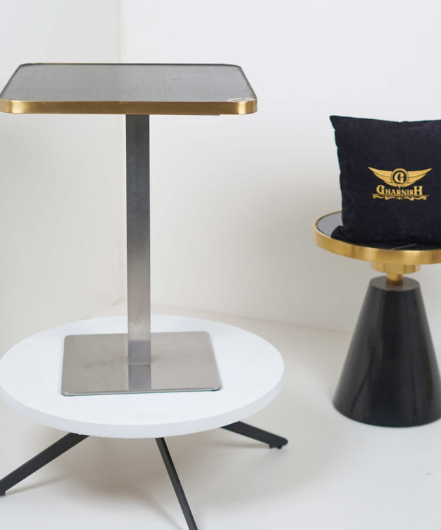 Icon SS 2 Seater Table With Grey Metal Edge Banding Top