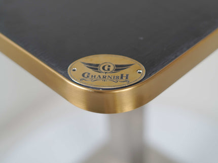 Icon SS 2 Seater Table With Grey Metal Edge Banding Top