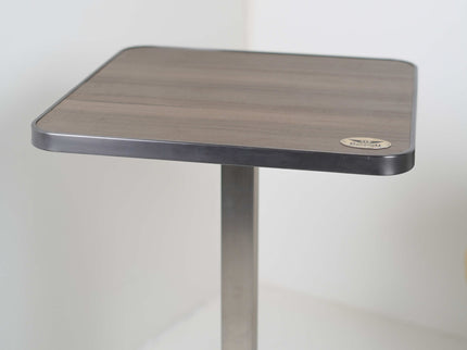 Icon SS Single Pillar Table Base Tile Wooden Top With Grey Metal Edge Banding