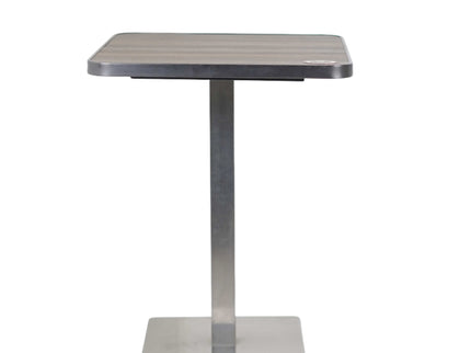 Icon SS Single Pillar Table Base Tile Wooden Top With Grey Metal Edge Banding