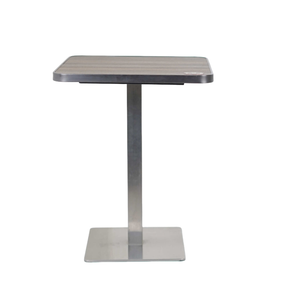 Icon SS Single Pillar Table Base Tile Wooden Top With Grey Metal Edge Banding