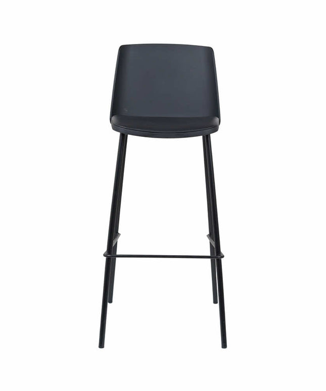 Lander Black Bar Stool with Cushion and Solid Pipe