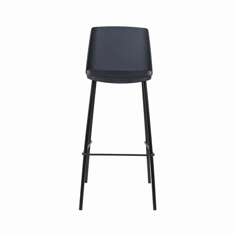 Lander Black Bar Stool with Cushion and Solid Pipe