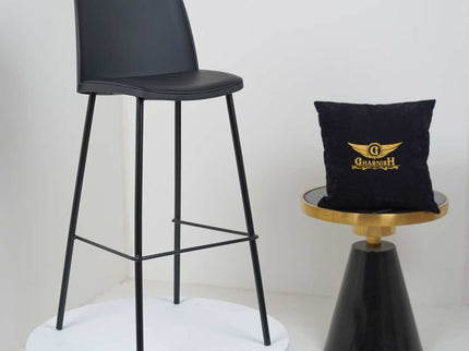 Lander Black Bar Stool with Cushion and Solid Pipe