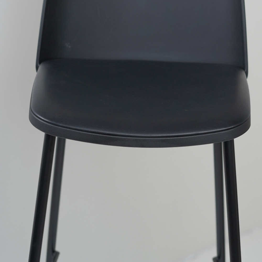 Lander Black Bar Stool with Cushion and Solid Pipe