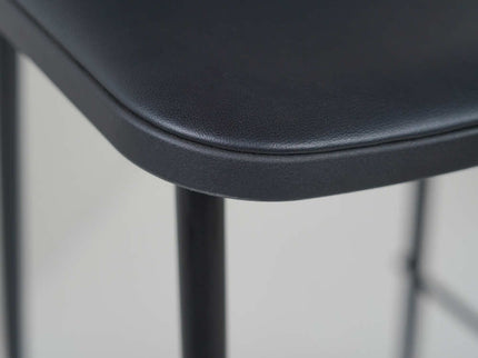 Lander Black Bar Stool with Cushion and Solid Pipe