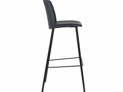 Lander Black Bar Stool with Cushion and Solid Pipe