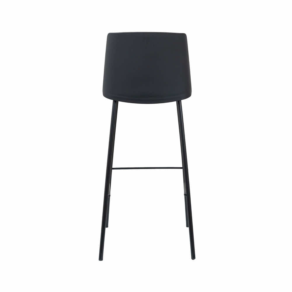 Lander Black Bar Stool with Cushion and Solid Pipe