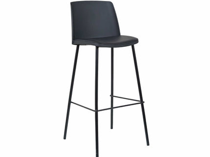 Lander Black Bar Stool with Cushion and Solid Pipe