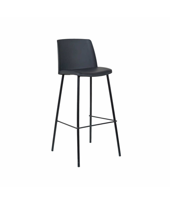 Lander Black Bar Stool with Cushion and Solid Pipe