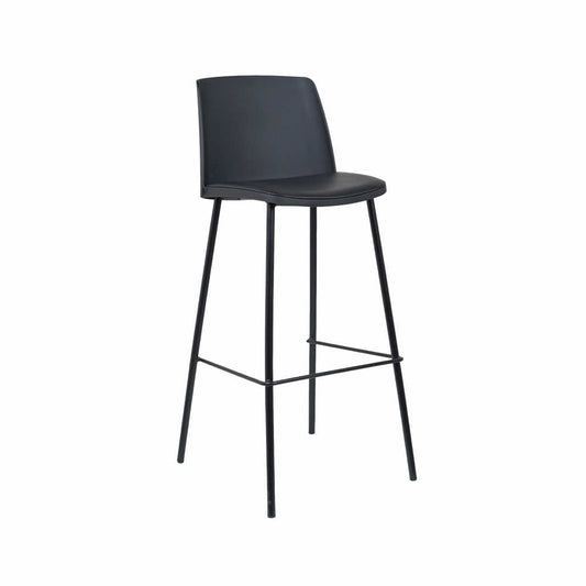 Lander Black Bar Stool with Cushion and Solid Pipe