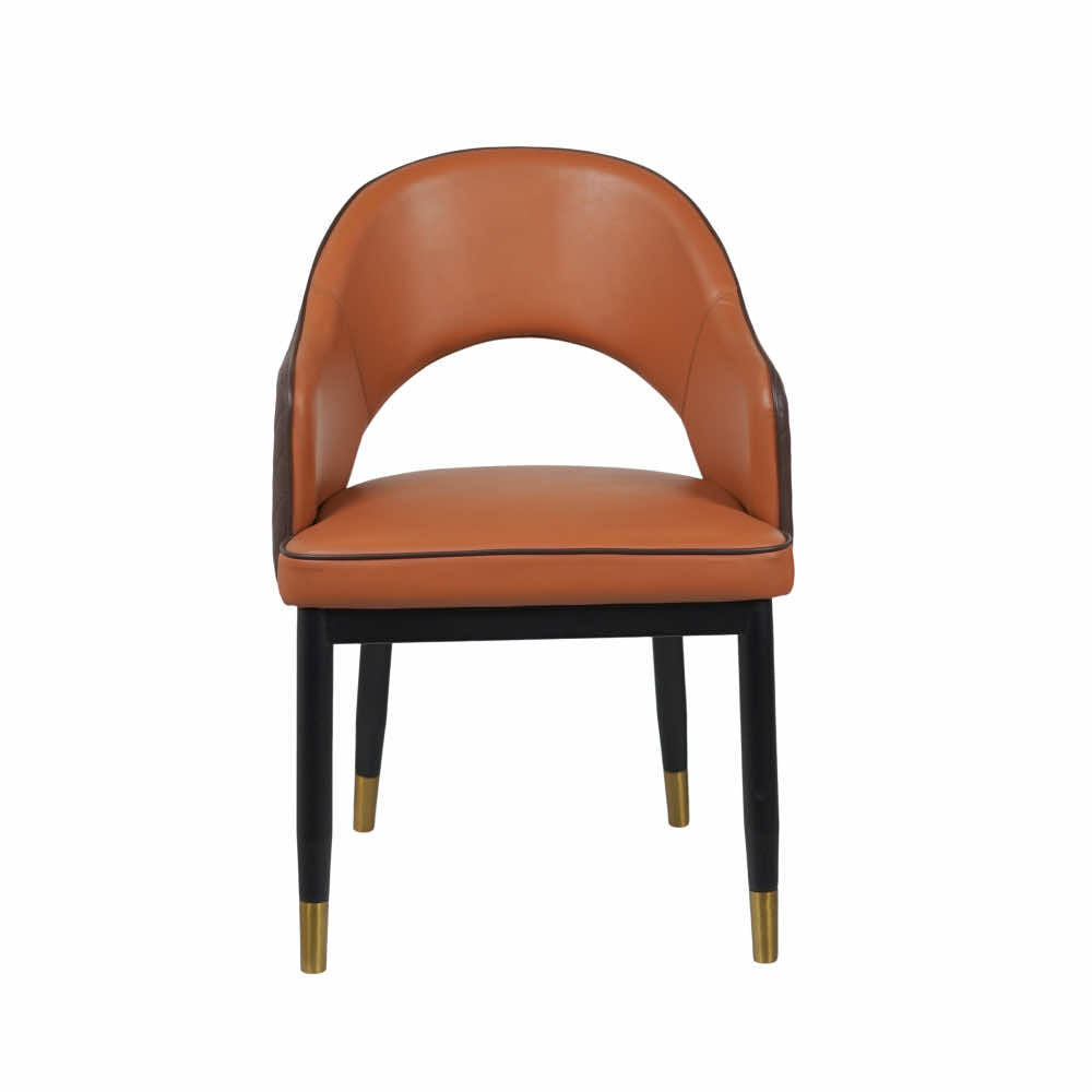 Mark Leather Dining Chair in Orange Color